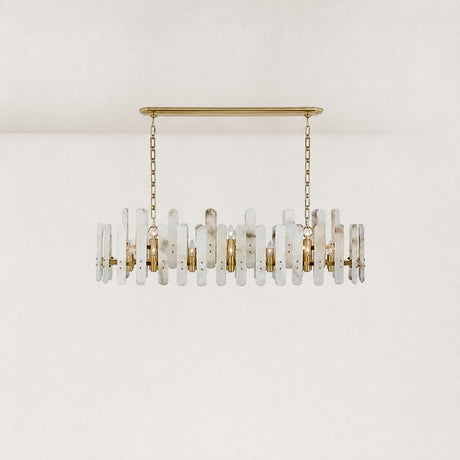 Ovara Elongated Alabaster Linear Chandelier 40"W