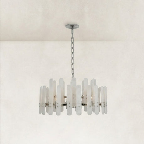 Ovara Elongated Alabaster Oval Chandelier 34"D