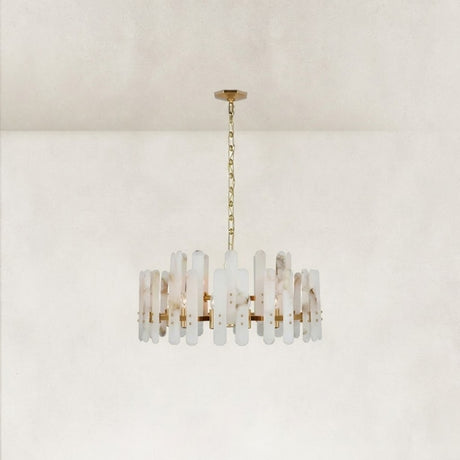 Ovara Elongated Alabaster Oval Chandelier 34"D