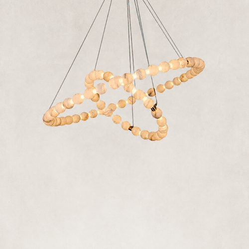 Pearl Double Circle Alabaster Chandelier 40