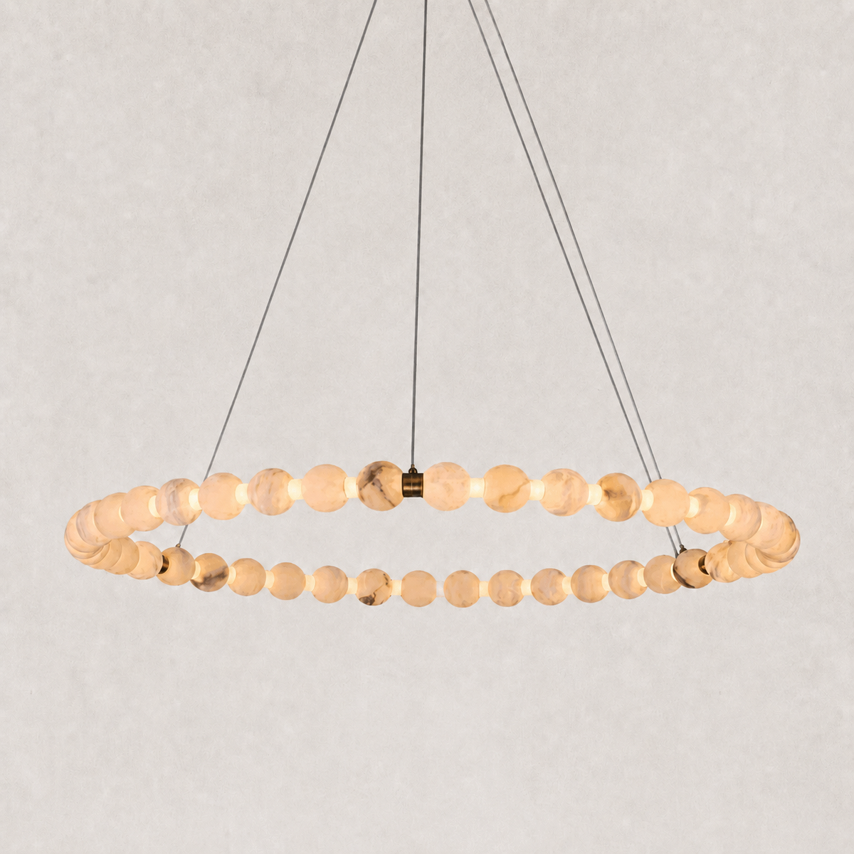 Pearl Single Circle Alabaster Chandelier 40"D