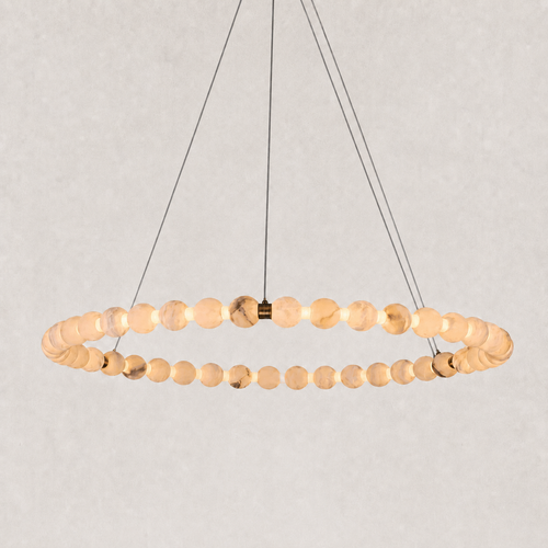 Pearl Single Circle Alabaster Chandelier 40