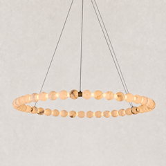 Pearl Single Circle Alabaster Chandelier 40