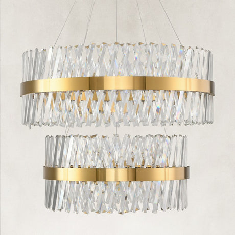 Prisma Crystal 2-Tier Chandelier 32"D