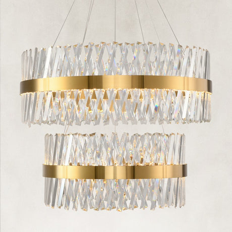 Prisma Crystal 2-Tier Chandelier 32"D