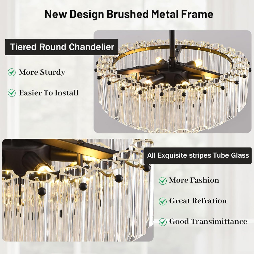 Radiant Crystal Round Chandelier 14"D