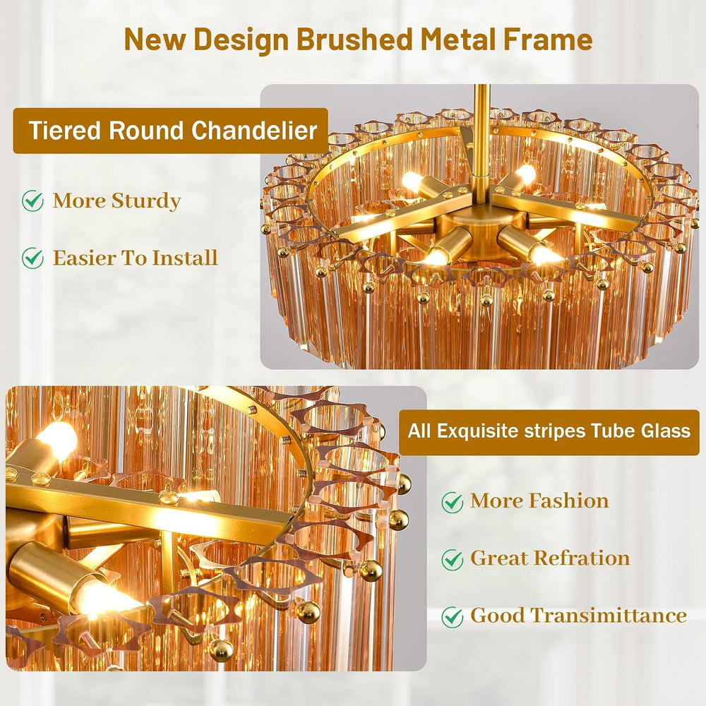 Radiant Crystal Round Chandelier 14"D