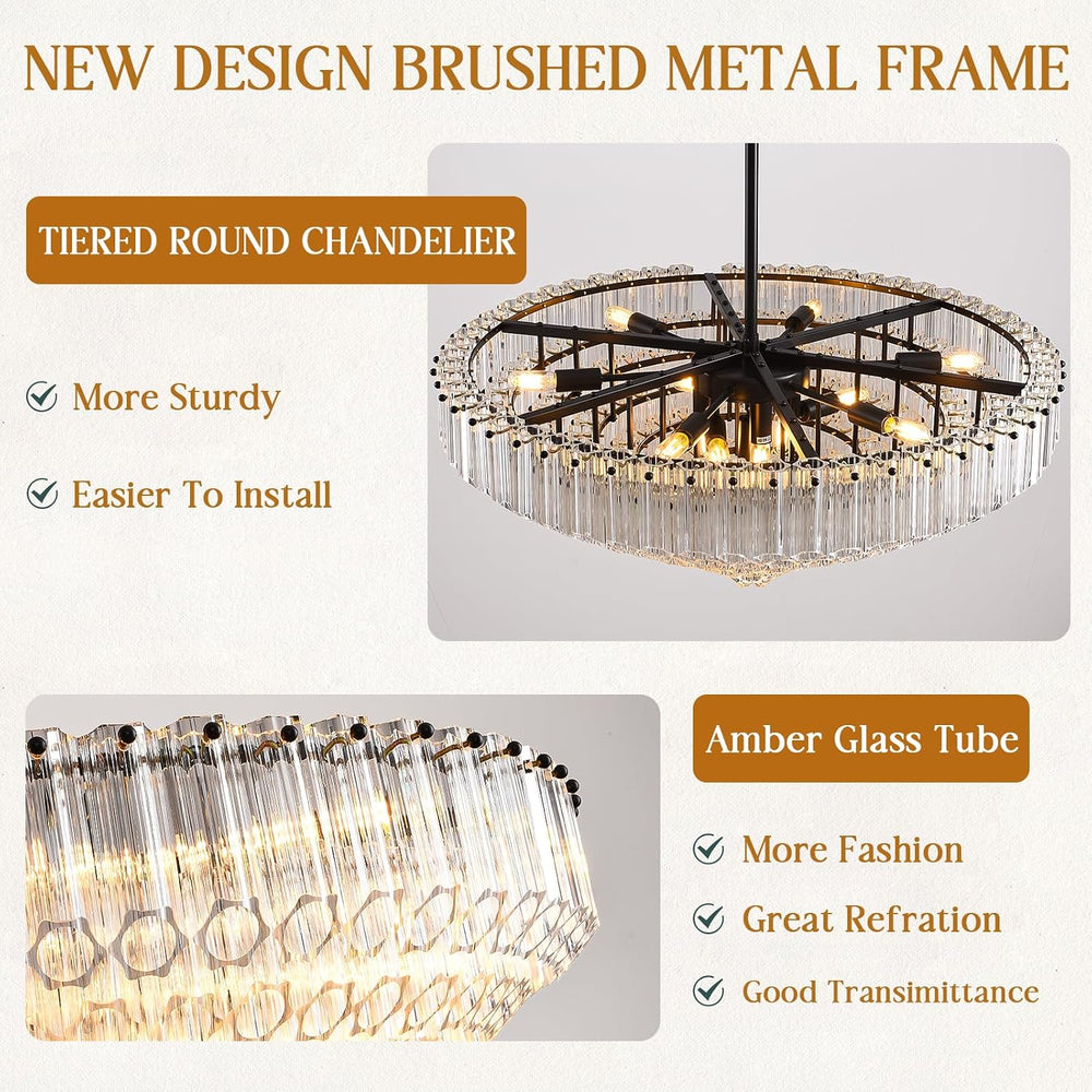 Radiant Crystal Round Chandelier 30"D
