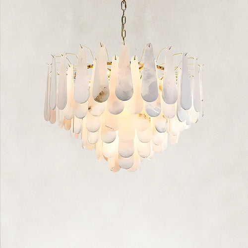 Raine Natural Alabaster Round Tiered Chandelier 35“D