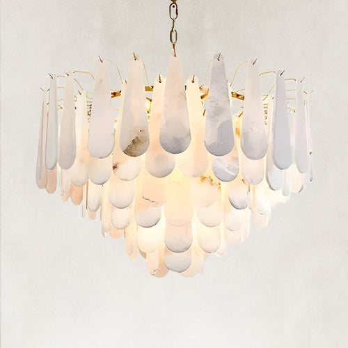 Raine Natural Alabaster Round Tiered Chandelier 47“D