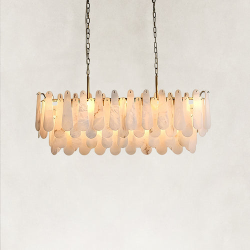 Raine Natural Alabaster Linear Tiered Chandelier 39“W