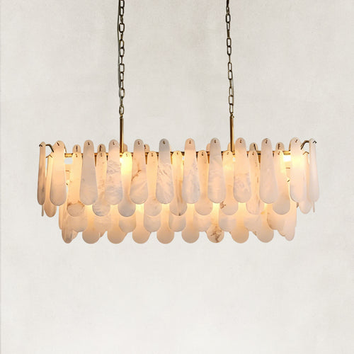 Raine Natural Alabaster Linear Tiered Chandelier 47“W
