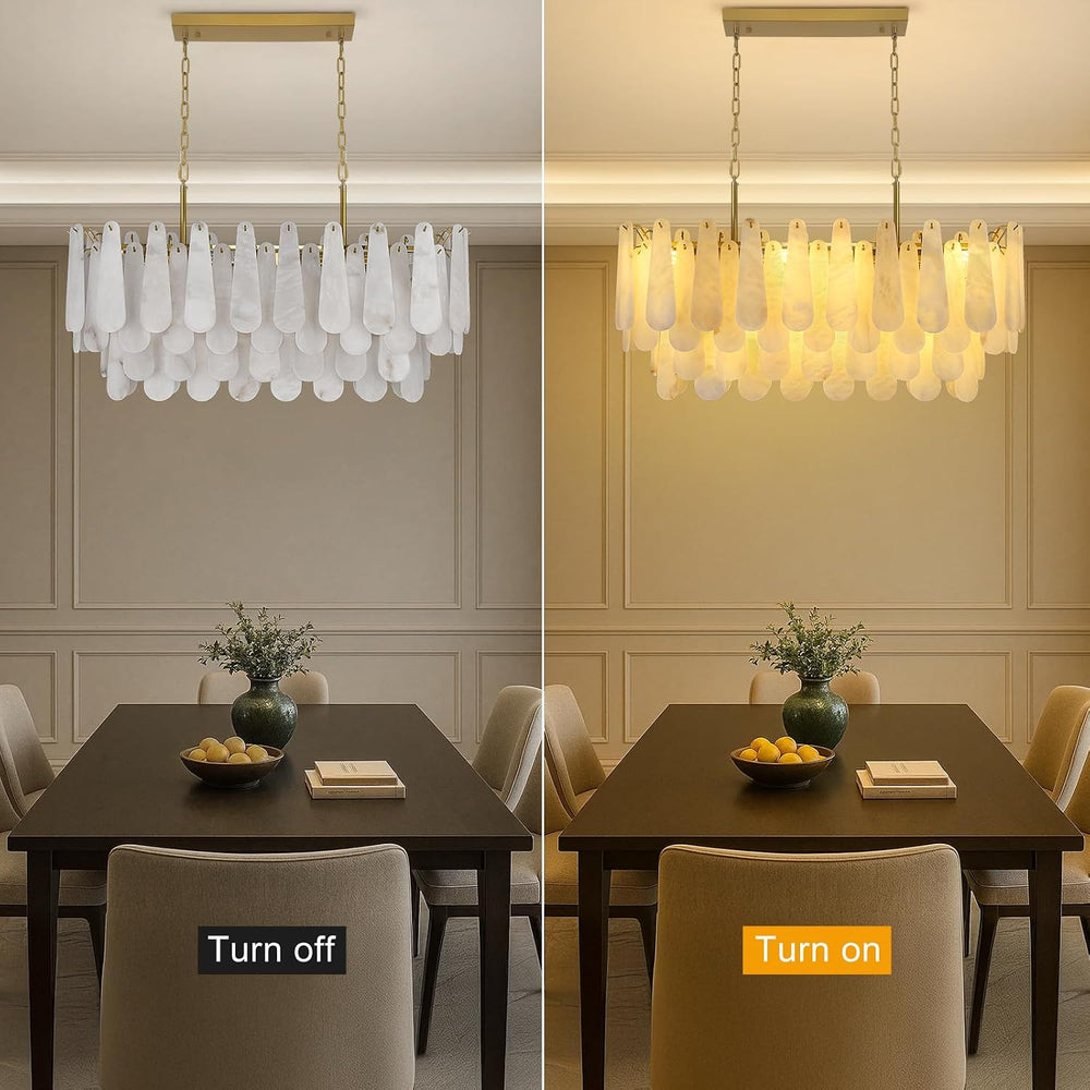 Raine Natural Alabaster Linear Tiered Chandelier 39"W