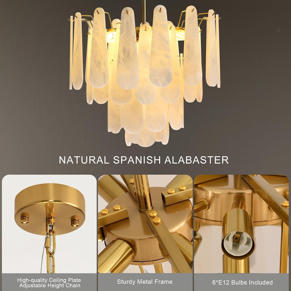 Raine Natural Alabaster Round Tiered Chandelier 22"D