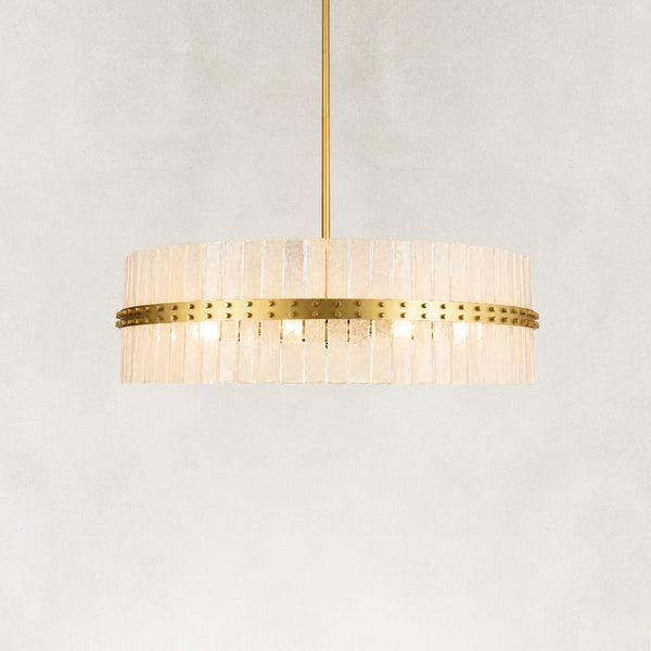Rivelle Textured Glass Drum Chandelier 39"D