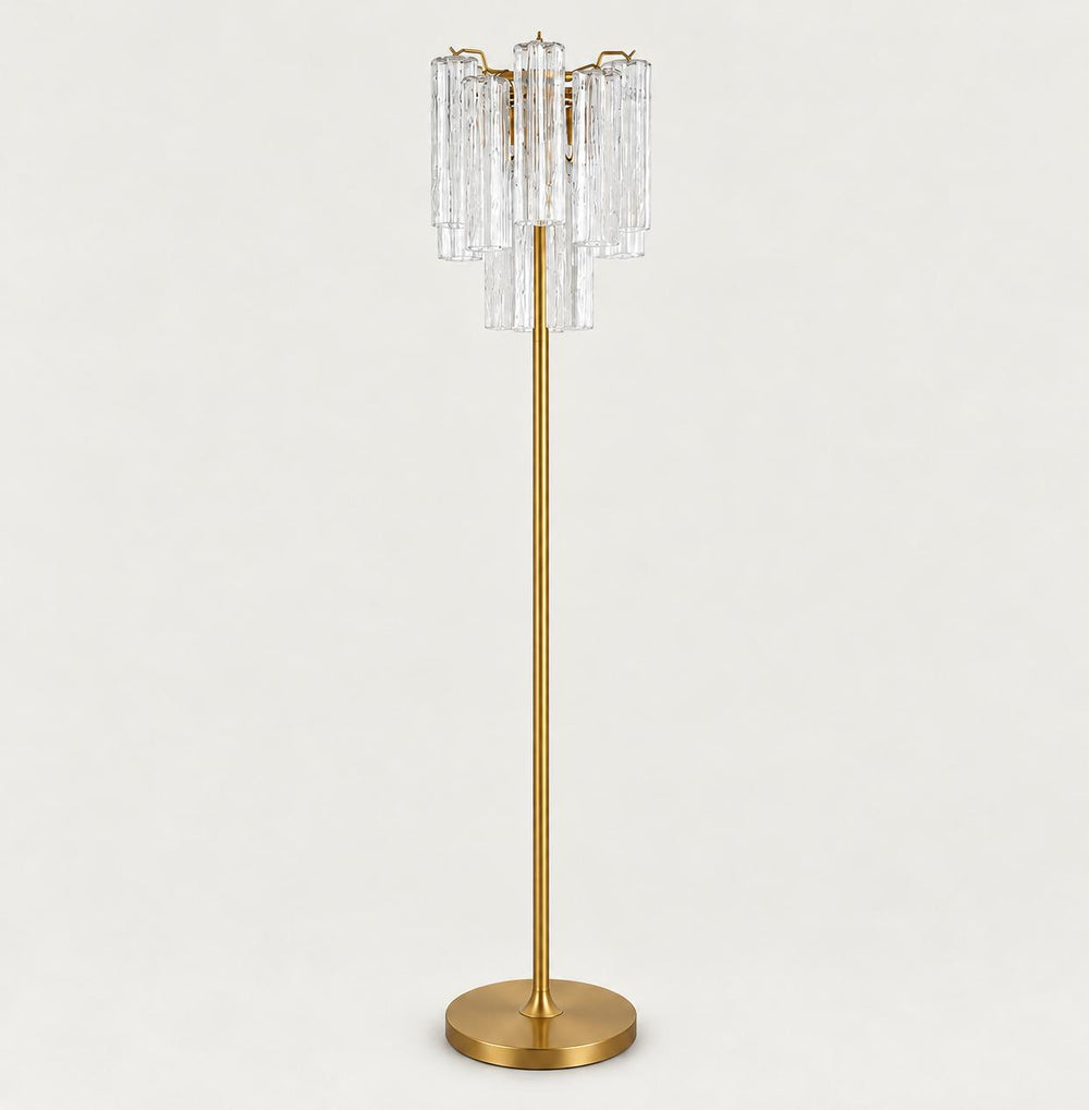 Rova Fluted Glass Cylinder Floor Lamp 64"H