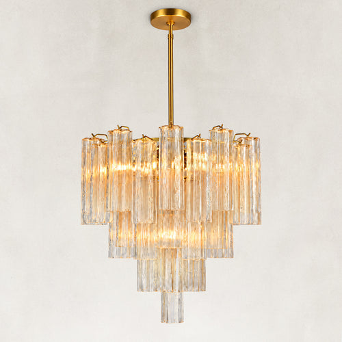 Rova Fluted Glass Cylinder Tiered Chandelier 24