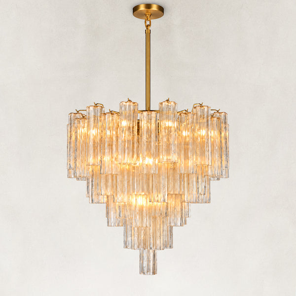 Rova Fluted Glass Cylinder Tiered Chandelier 30"W