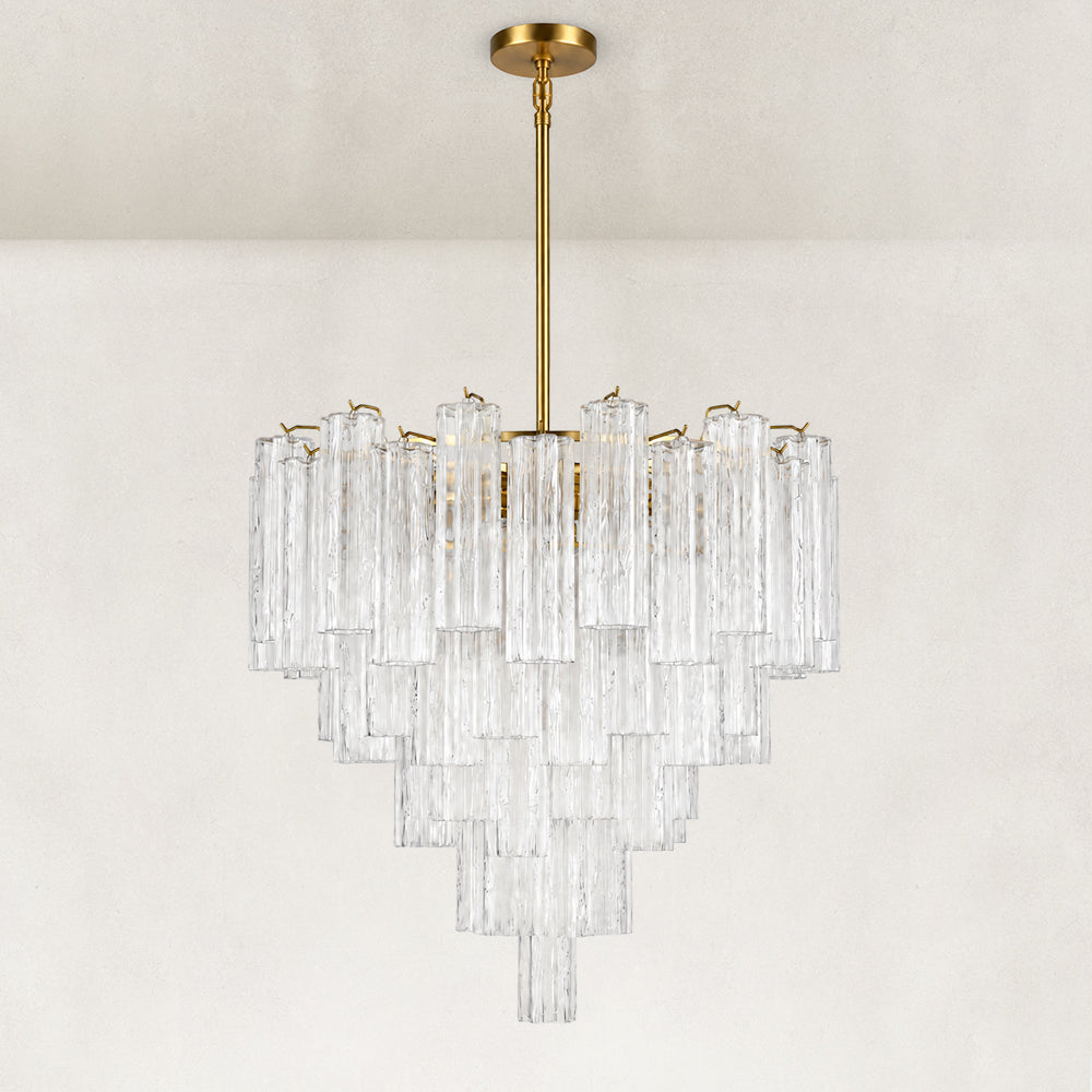 Rova Fluted Glass Cylinder Tiered Chandelier 30"W