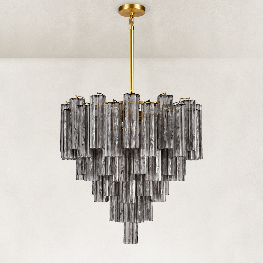 Rova Fluted Glass Cylinder Tiered Chandelier 30"W