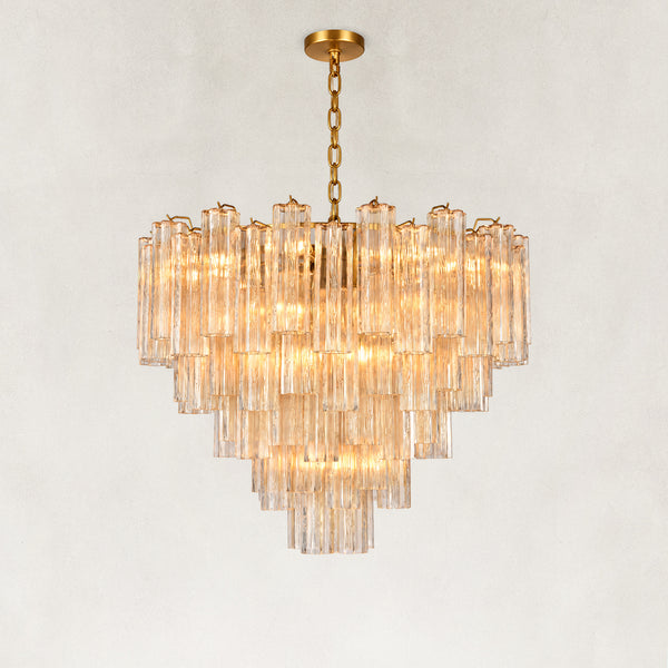Rova Fluted Glass Cylinder Tiered Chandelier 36"W