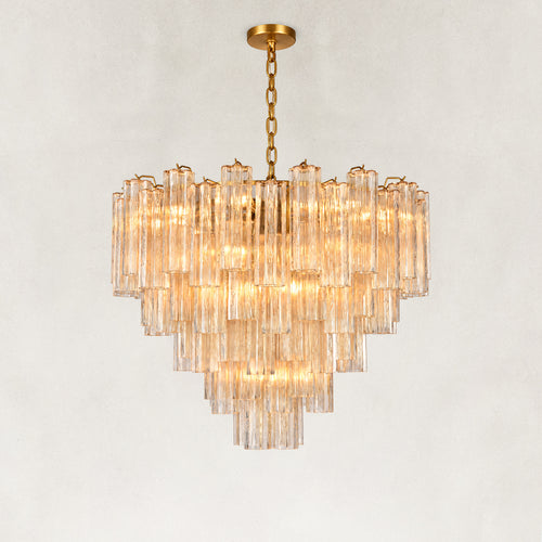 Rova Fluted Glass Cylinder Tiered Chandelier 36