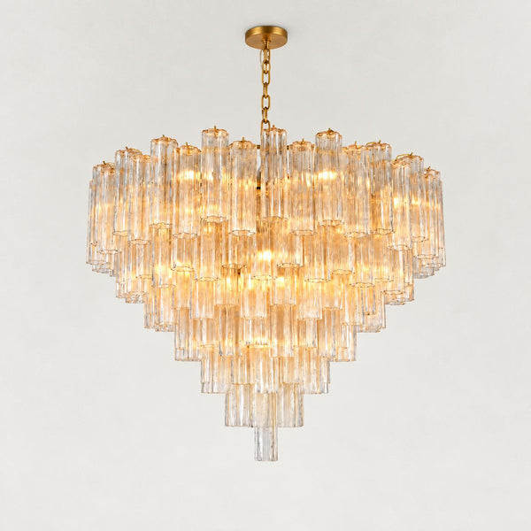 Rova Fluted Glass Cylinder Tiered Chandelier 48"W