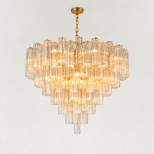 Rova Fluted Glass Cylinder Tiered Chandelier 48