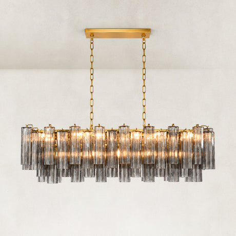 Rova Fluted Glass Linear Chandelier 54"W