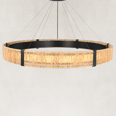 Sandora Woven Natural Fiber Round Chandelier 60"D