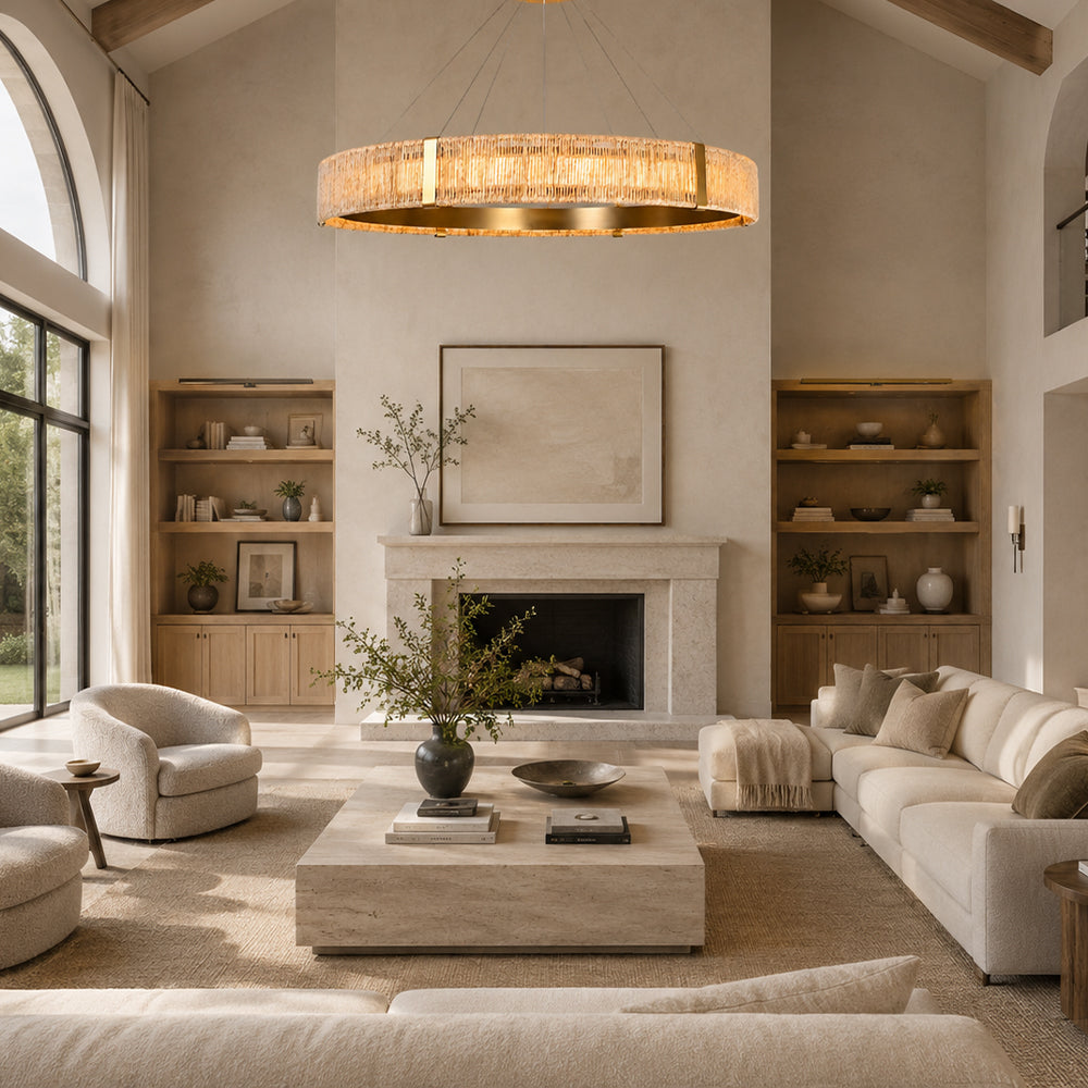 Sandora Woven Natural Fiber Round Chandelier 60"D