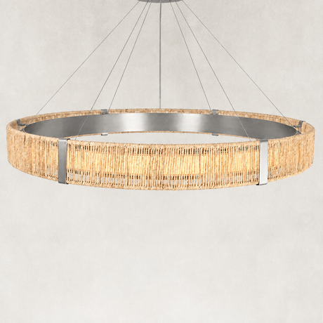 Sandora Woven Natural Fiber Round Chandelier 60"D