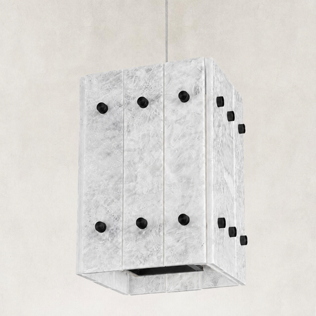 Selene Blue Crystal Marble Square Pendant 6.6“W