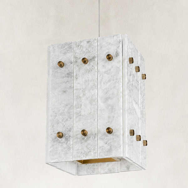 Selene Blue Crystal Marble Square Pendant 6.6“W