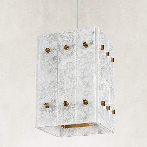 Selene Blue Crystal Marble Square Pendant 6.6“W