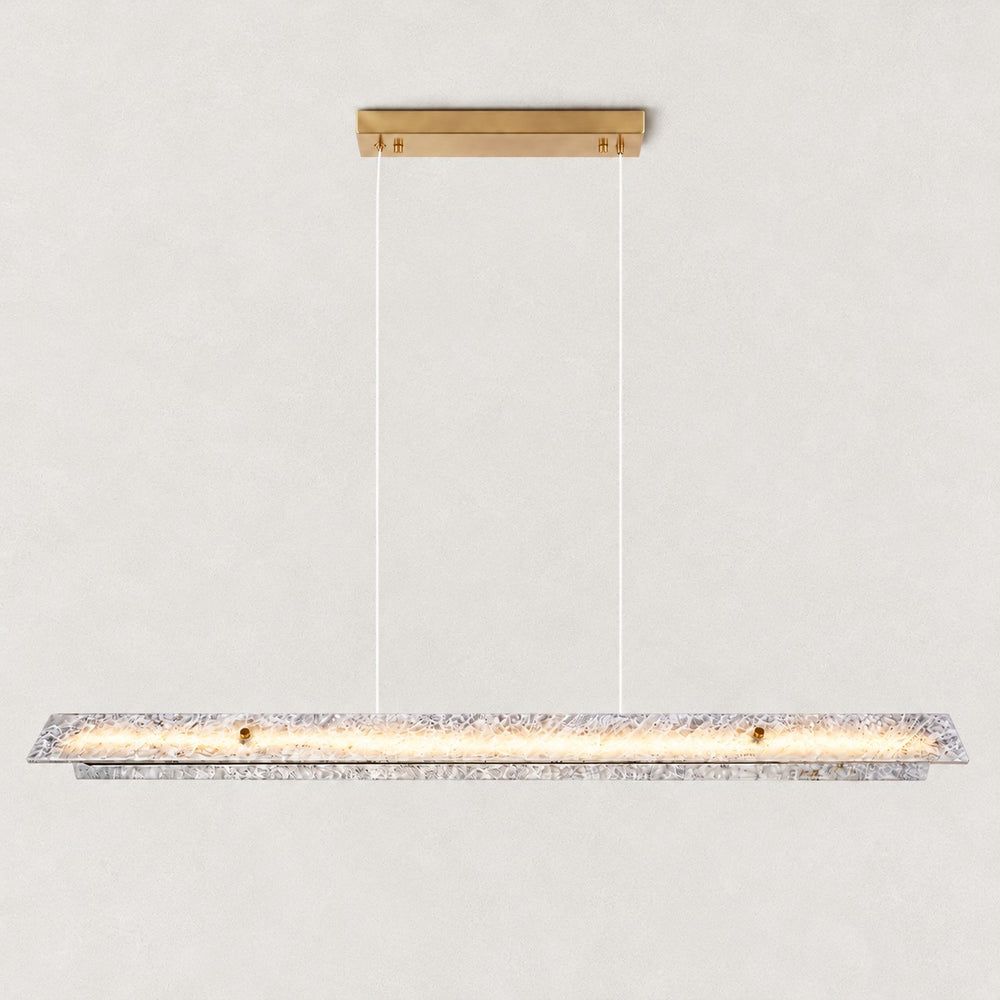 Selene Blue Crystal Marble Linear Chandelier 49"D