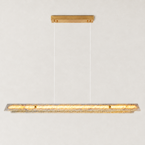 Selene Blue Crystal Marble Linear Chandelier 49"D