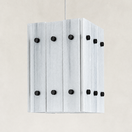 Serena Fantasy White Marble Square Pendant 6.6“L