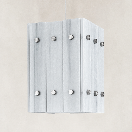Serena Fantasy White Marble Square Pendant 6.6“L
