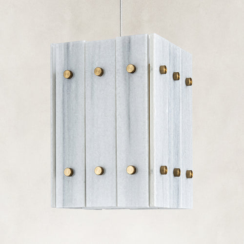 Serena Fantasy White Marble Square Pendant 6.6“L
