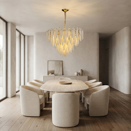 Halo Modern Natural Alabaster Tiered Ring chandelier 32"D
