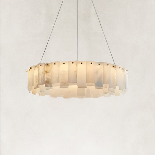 Serene Pillar Natural Alabaster Ring chandelier 24