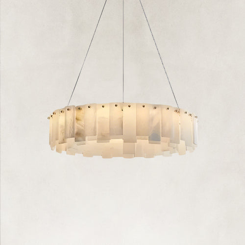 Serene Pillar Natural Alabaster Ring chandelier 32