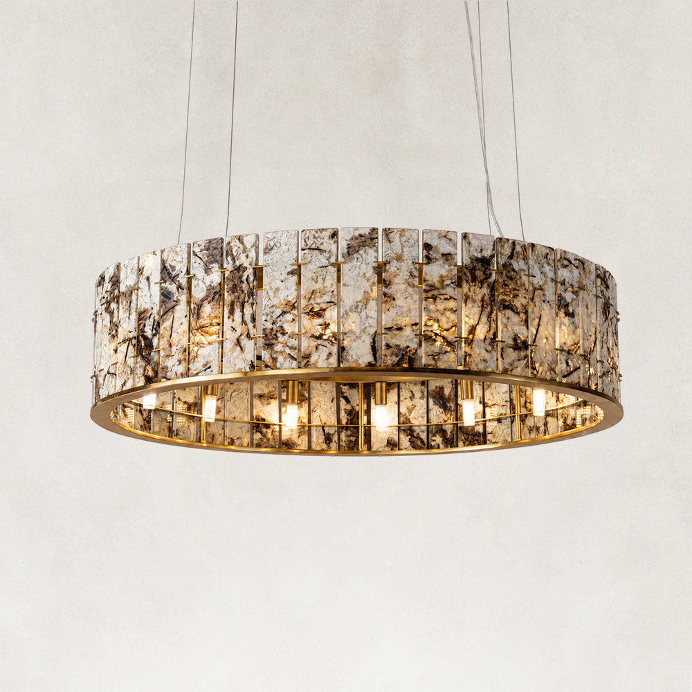 Snow Mountain White Marble Round Chandelier 31.4"D