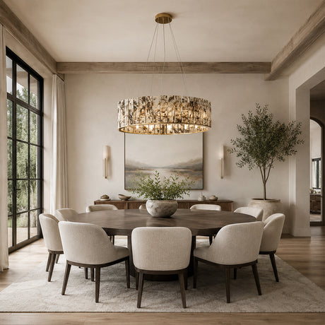 Snow Mountain White Marble Round Chandelier 31.4"D