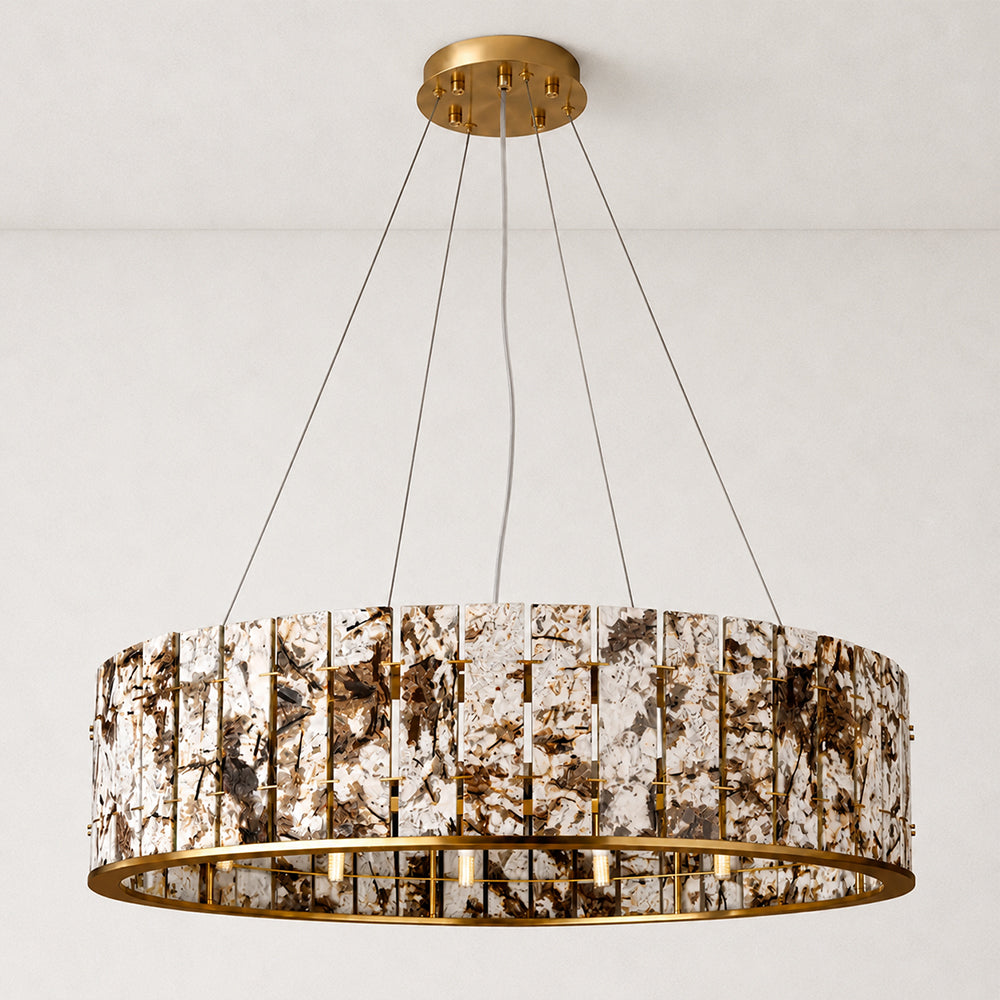 Snow Mountain White Marble Round Chandelier 31.4"D