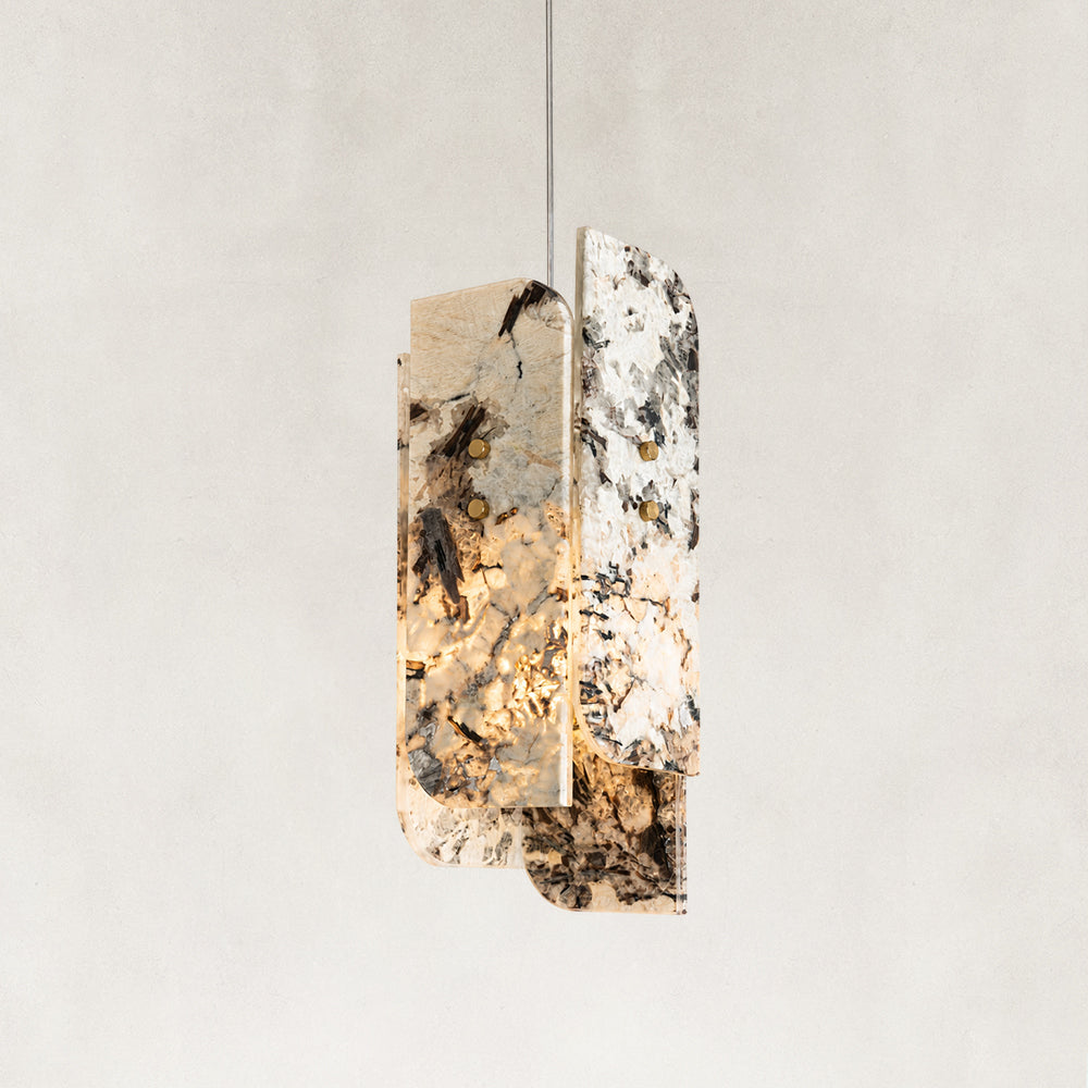 Snow Mountain White Marble Layered Pendant Light 5.9"W