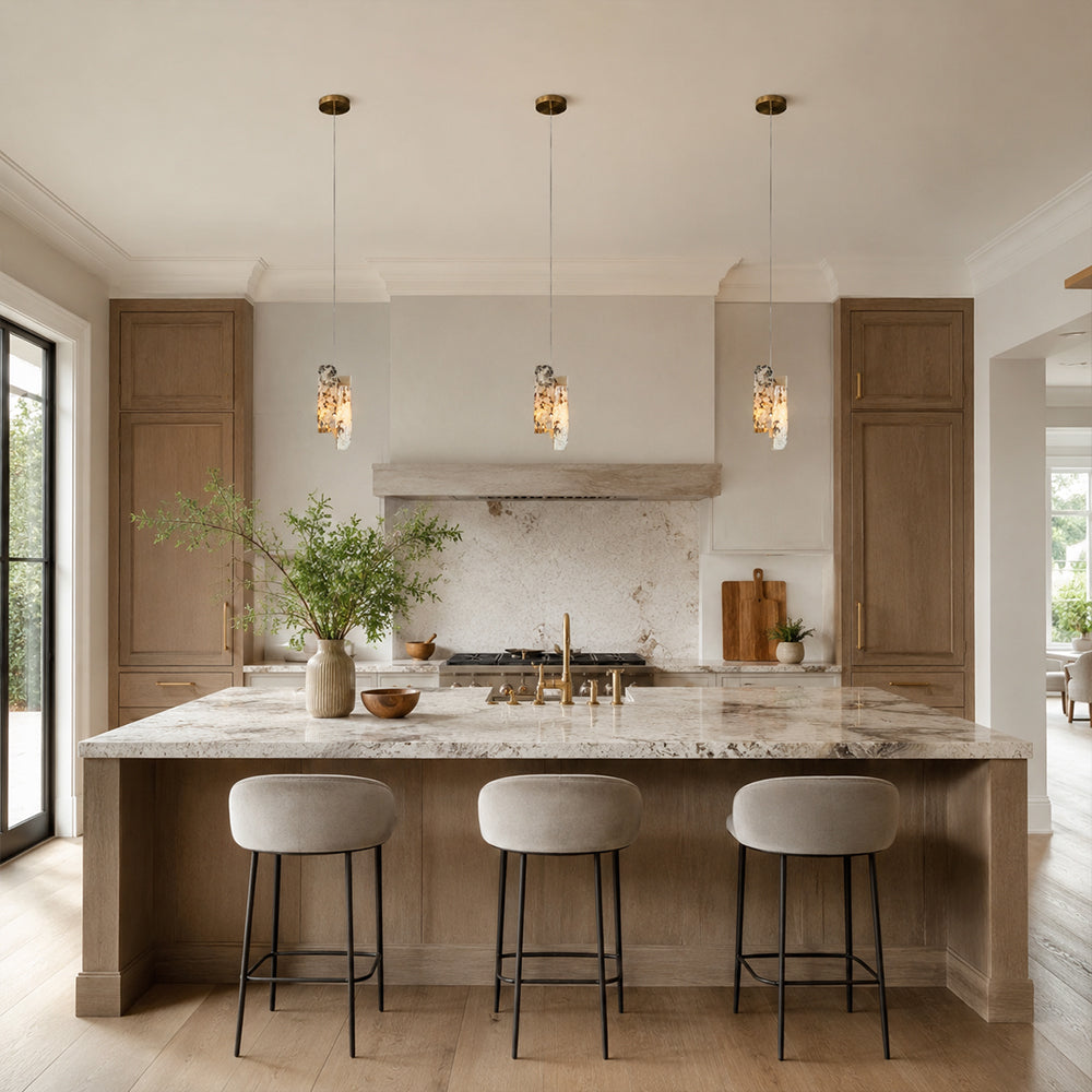 Snow Mountain White Marble Layered Pendant Light 5.9"W