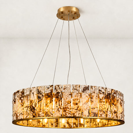 Snow Mountain White Marble Round Chandelier 31.4"D