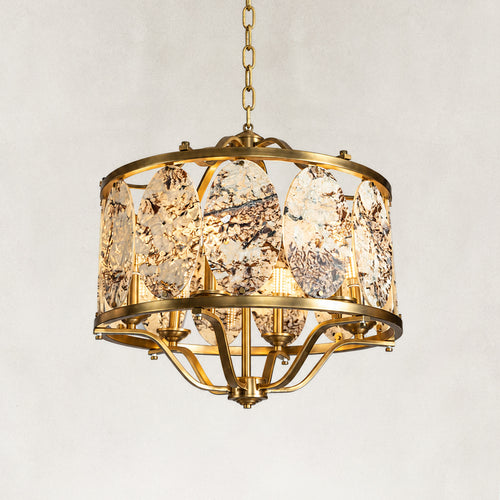 Snow Mountain White Marble Round Chandelier 33.4